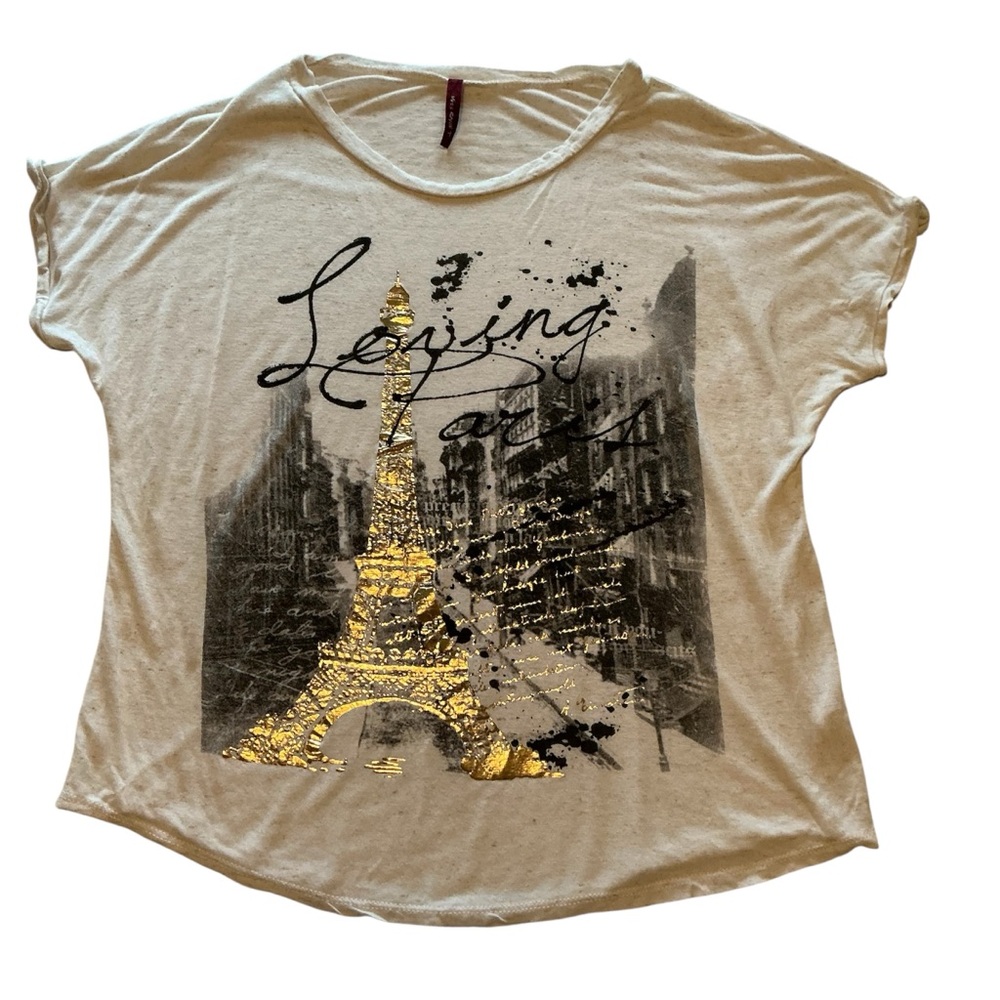 Women’s Miss Royal T Loving Paris T-shirt  Sz XL Off White Ivory